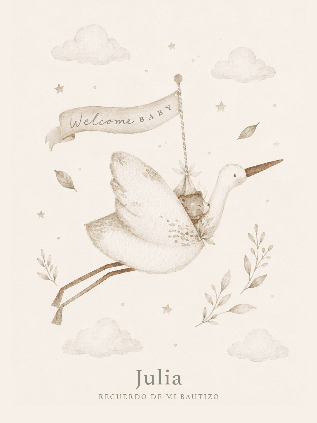 Santito Cigüeña — ilustración en acuarela
