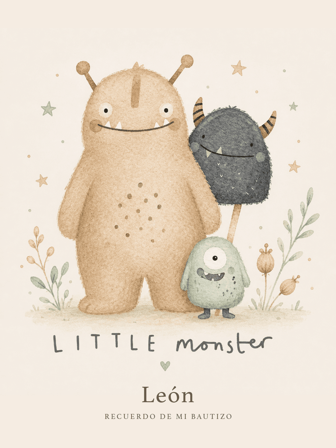 Santito Monster — ilustración en acuarela