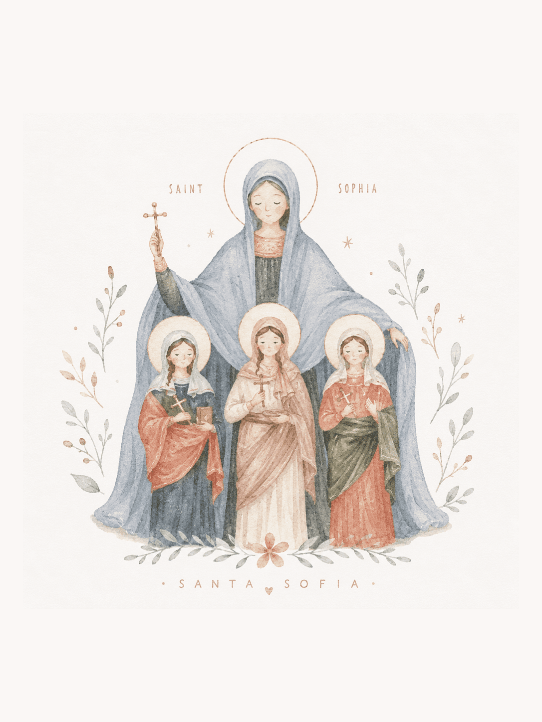 Santito Santa Sofía — ilustración en acuarela
