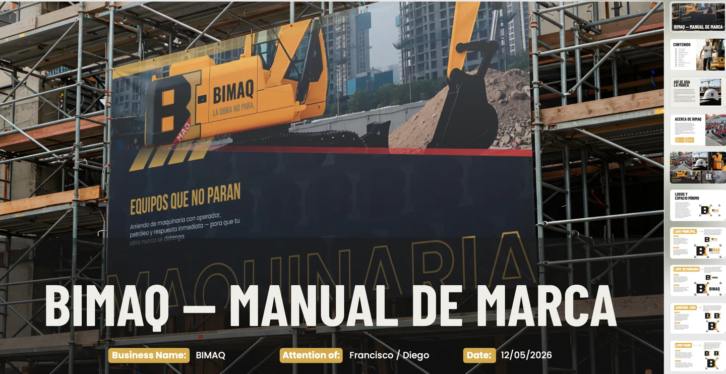 Manual de marca BIMAQ — aplicación en terreno