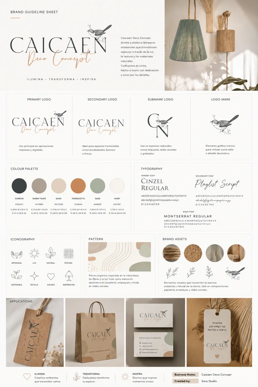 Caicaen Deco Concept — brand sheet completo