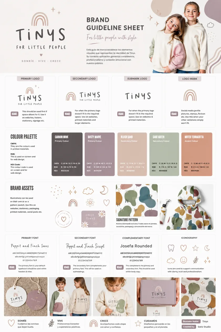 Tinys — brand sheet completo